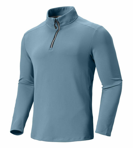 Corna Men's Quarter Zip Fleece Sweatshirt Stand Collar Blue Grey Size 3XL