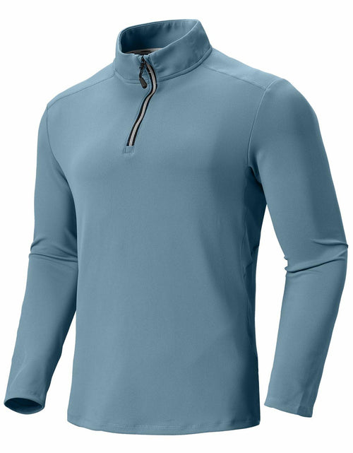 Load image into Gallery viewer, Corna Men's Quarter Zip Fleece Sweatshirt Stand Collar Blue Grey Size 3XL
