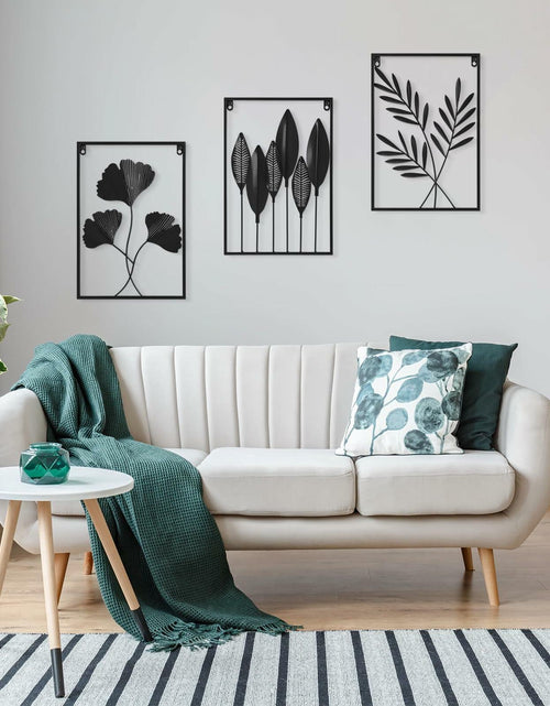 Load image into Gallery viewer, [Like New] KHJCXS Black Metal Leaf Wall Art Decor Modern Minimalist 3pcs
