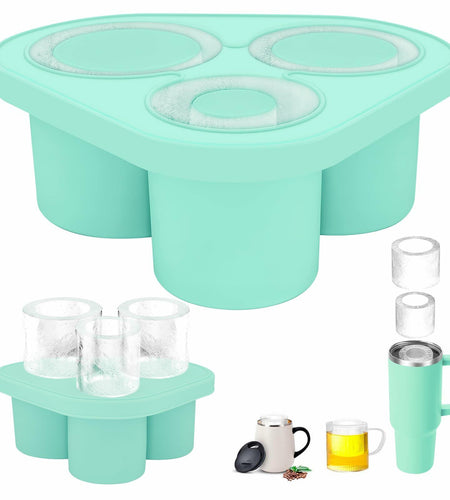 Azooken Silicone Ice Cube Tray with Lid & Bin for 30-40oz Tumbler Blue 3 Pcs