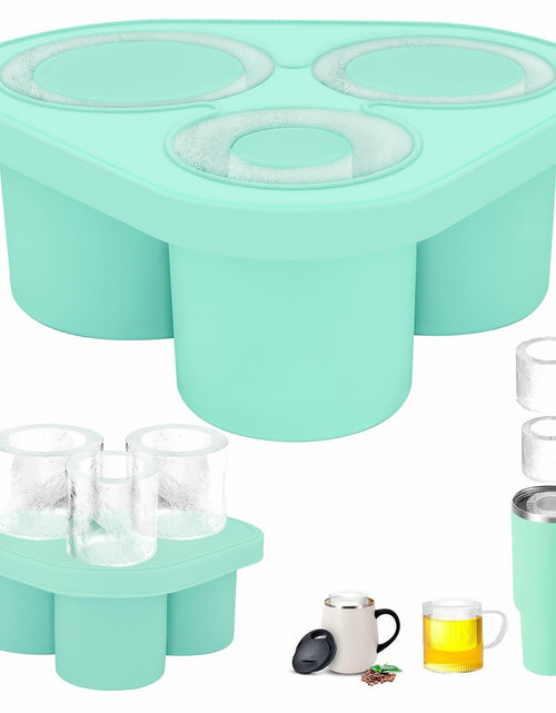 Load image into Gallery viewer, Azooken Silicone Ice Cube Tray with Lid &amp; Bin for 30-40oz Tumbler Blue 3 Pcs
