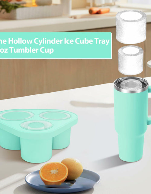 Load image into Gallery viewer, Azooken Silicone Ice Cube Tray with Lid &amp; Bin for 30-40oz Tumbler Blue 3 Pcs
