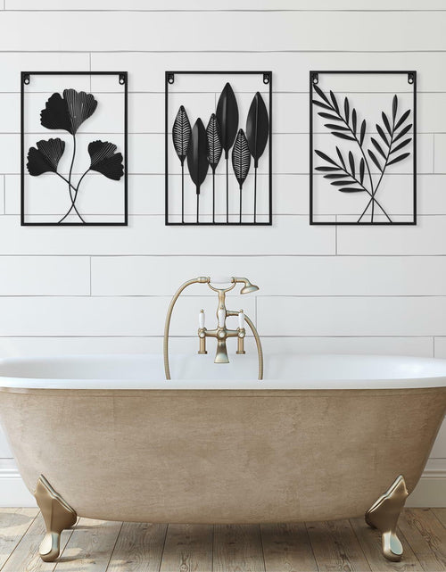 Load image into Gallery viewer, [Like New] KHJCXS Black Metal Leaf Wall Art Decor Modern Minimalist 3pcs
