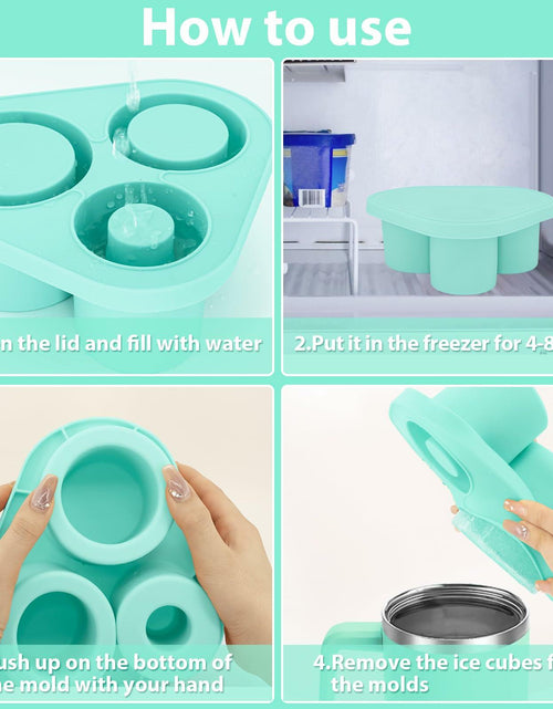 Load image into Gallery viewer, Azooken Silicone Ice Cube Tray with Lid &amp; Bin for 30-40oz Tumbler Blue 3 Pcs
