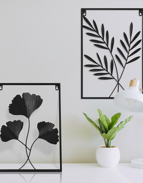 Load image into Gallery viewer, [Like New] KHJCXS Black Metal Leaf Wall Art Decor Modern Minimalist 3pcs
