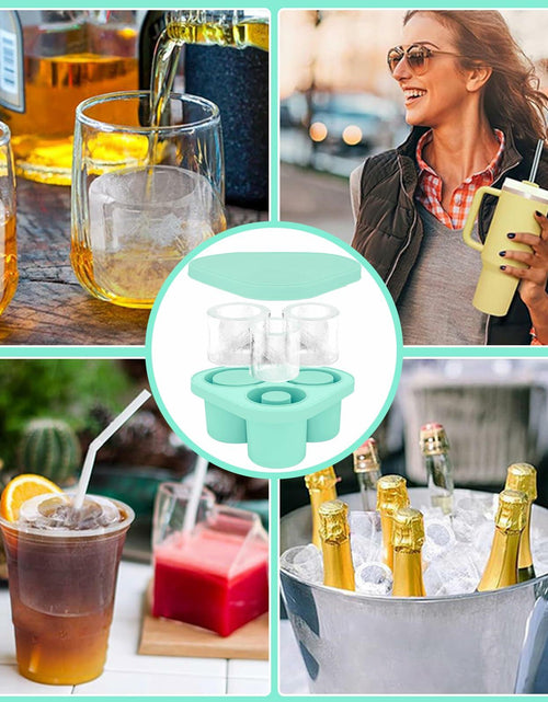 Load image into Gallery viewer, Azooken Silicone Ice Cube Tray with Lid &amp; Bin for 30-40oz Tumbler Blue 3 Pcs
