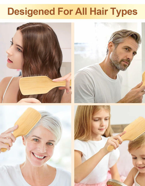 Load image into Gallery viewer, Arshray Bamboo Paddle Hair Brush Stainless Steel Teeth All Hair Types
