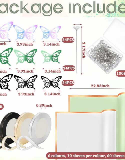 Load image into Gallery viewer, Qilery 334 Pc Flower Wrapping Paper Waterproof Floral Butterfly White Green
