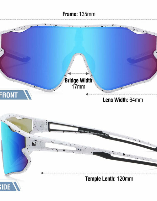 Load image into Gallery viewer, DUCO Kids Sunglasses Youth Baseball UV400 TR90 Frame Sports Shades White Black

