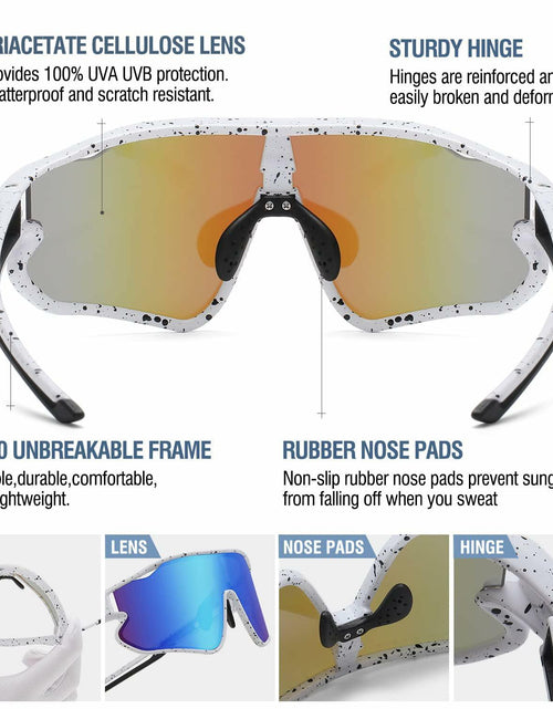 Load image into Gallery viewer, DUCO Kids Sunglasses Youth Baseball UV400 TR90 Frame Sports Shades White Black
