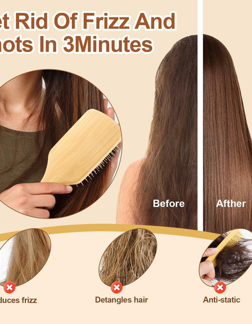 Load image into Gallery viewer, Arshray Bamboo Paddle Hair Brush Stainless Steel Teeth All Hair Types

