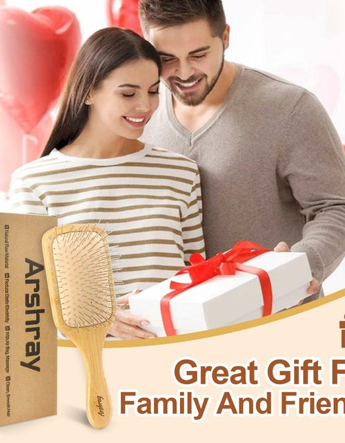 Load image into Gallery viewer, Arshray Bamboo Paddle Hair Brush Stainless Steel Teeth All Hair Types

