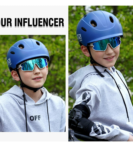 DUCO Kids Sunglasses Youth Baseball UV400 TR90 Frame Sports Shades White Black