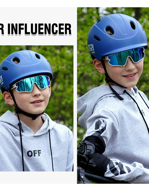Load image into Gallery viewer, DUCO Kids Sunglasses Youth Baseball UV400 TR90 Frame Sports Shades White Black

