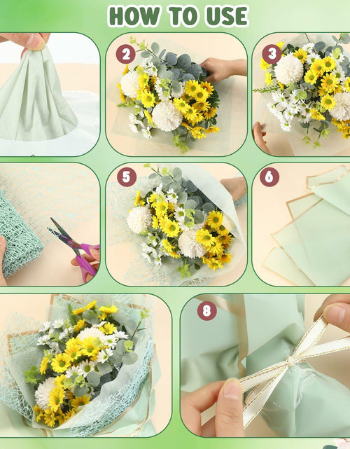 Load image into Gallery viewer, Qilery 334 Pc Flower Wrapping Paper Waterproof Floral Butterfly White Green
