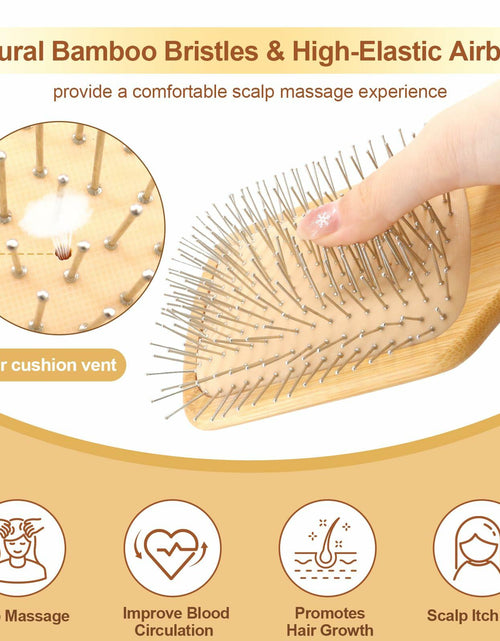 Load image into Gallery viewer, Arshray Bamboo Paddle Hair Brush Stainless Steel Teeth All Hair Types

