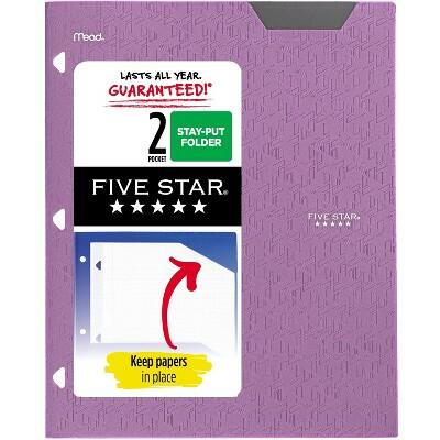 Load image into Gallery viewer, Five Star 2 Pocket Plastic Folder Purple Letter Size 8.5x11
