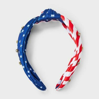 Load image into Gallery viewer, Americana Rhinestone Top Knot Headband Red White Blue Multicolor
