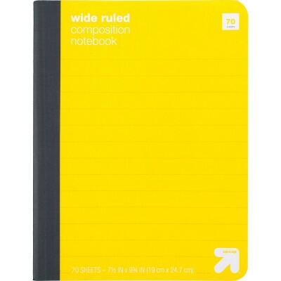 Load image into Gallery viewer, up&amp;up Wide Ruled Yellow Composition Notebook 7.5x9.75 70 Pages Hard Cover
