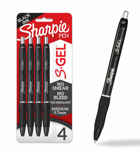 Sharpie S-Gel Pens Medium Point 0.7mm Black Ink 4 Count
