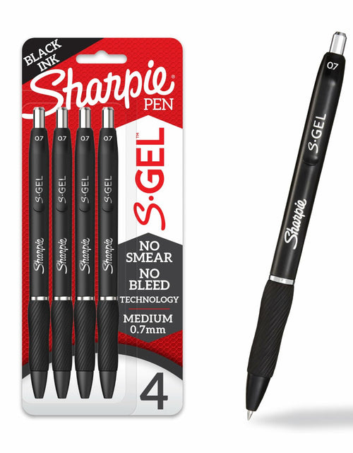 Load image into Gallery viewer, Sharpie S-Gel Pens Medium Point 0.7mm Black Ink 4 Count
