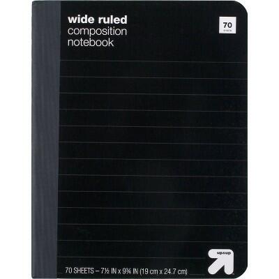 Load image into Gallery viewer, up&amp;up Wide Ruled Black Marble Hardcover Composition Notebook 7.5x9.75 70pg
