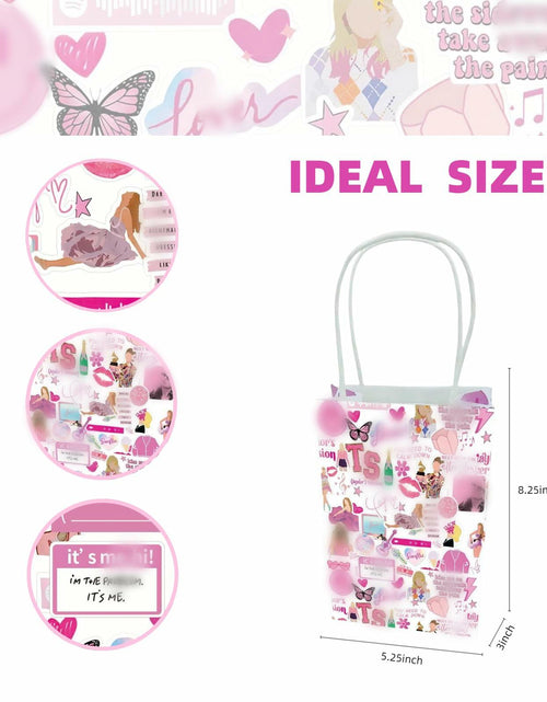 Load image into Gallery viewer, Kakbpe 10 Pcs Kraft Cartoon Party Gift Bags with Handle Pop Music Star Color
