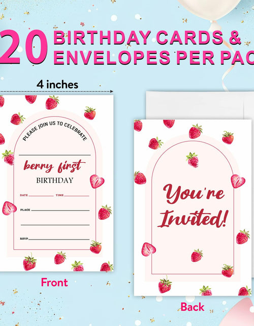 Load image into Gallery viewer, EXW 4x6 Birthday Invitations Berry Strawberry Pink Floral 20 Pcs Modern
