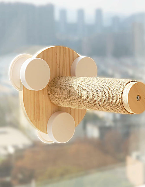 Load image into Gallery viewer, Pialouge Wooden Cat Stairs with Suction Cups 3-Level Log Color Ladder
