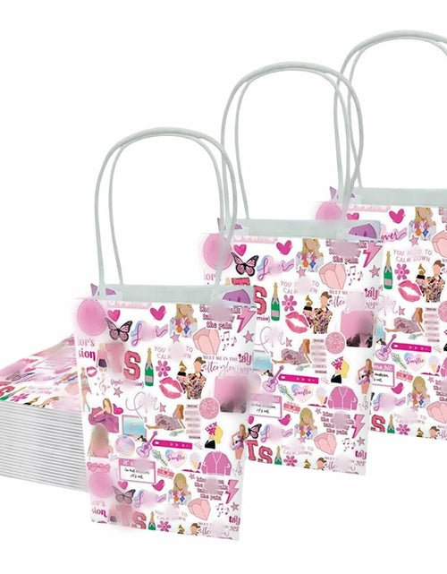 Load image into Gallery viewer, Kakbpe 10 Pcs Kraft Cartoon Party Gift Bags with Handle Pop Music Star Color
