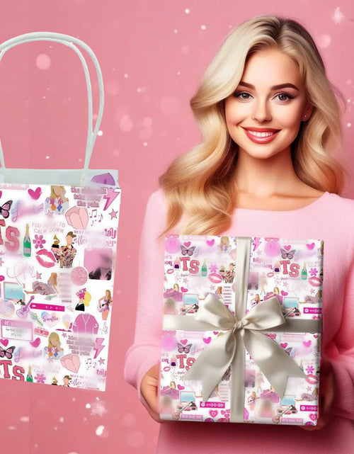 Load image into Gallery viewer, Kakbpe 10 Pcs Kraft Cartoon Party Gift Bags with Handle Pop Music Star Color
