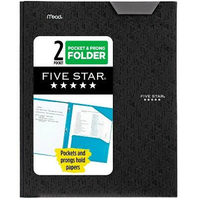 Load image into Gallery viewer, Five Star 2 Pocket Plastic Folder with Prongs Black
