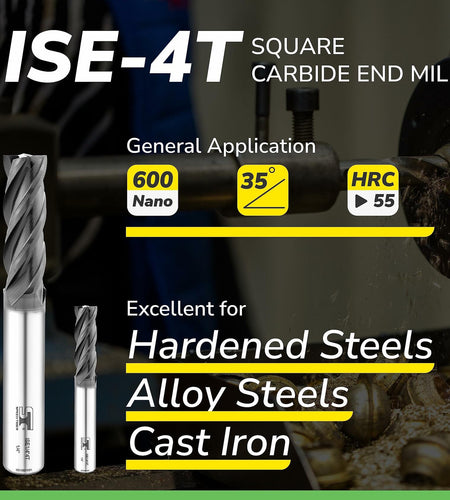 SPEED TIGER ISE Carbide End Mill 1/8" 4 Flute Square Nose AlTiBN Coated 5-Pack