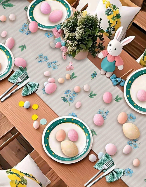 Load image into Gallery viewer, Hamiutci Easter Table Runner 13x72in Blue Bunny Floral Spring Decor
