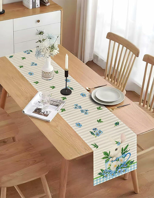 Load image into Gallery viewer, Hamiutci Easter Table Runner 13x72in Blue Bunny Floral Spring Decor
