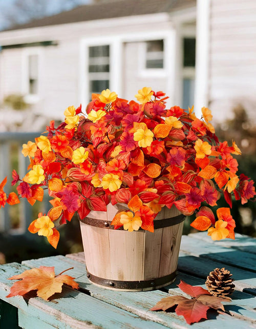 Load image into Gallery viewer, INXUGAO Artificial Fall Flowers 2PCS Faux Silk Orange Red Yellow UV Resistant
