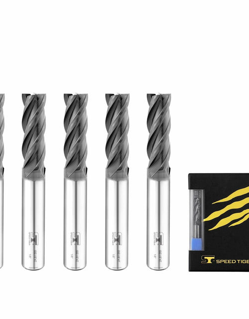 Load image into Gallery viewer, SPEED TIGER ISE Carbide End Mill 1/8" 4 Flute Square Nose AlTiBN Coated 5-Pack
