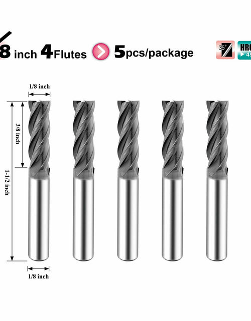Load image into Gallery viewer, SPEED TIGER ISE Carbide End Mill 1/8" 4 Flute Square Nose AlTiBN Coated 5-Pack
