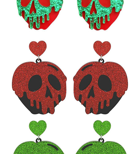3 Pairs Halloween Horror Skull Earrings acrylic Gothic Skull Pumpkin Earring For