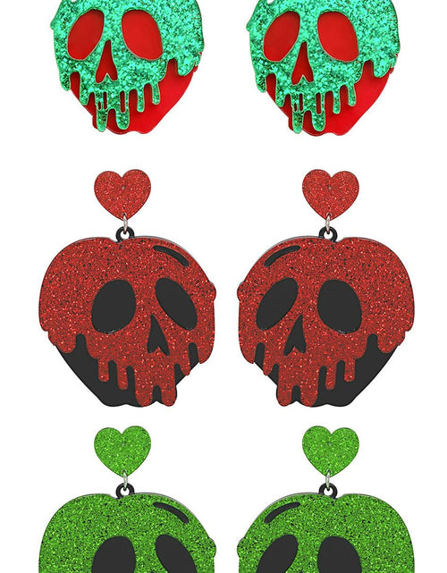 Load image into Gallery viewer, 3 Pairs Halloween Horror Skull Earrings acrylic Gothic Skull Pumpkin Earring For
