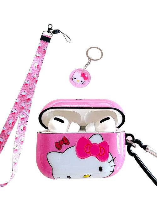 Load image into Gallery viewer, LZHZXM Cute Hello Cartoon Cat TPU Case with Pink Kawaii Lanyard Keychain

