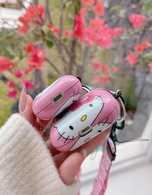 Load image into Gallery viewer, LZHZXM Cute Hello Cartoon Cat TPU Case with Pink Kawaii Lanyard Keychain
