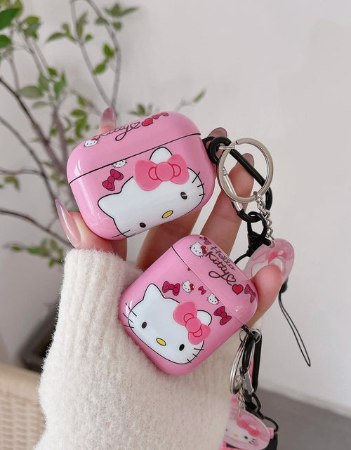 Load image into Gallery viewer, LZHZXM Cute Hello Cartoon Cat TPU Case with Pink Kawaii Lanyard Keychain

