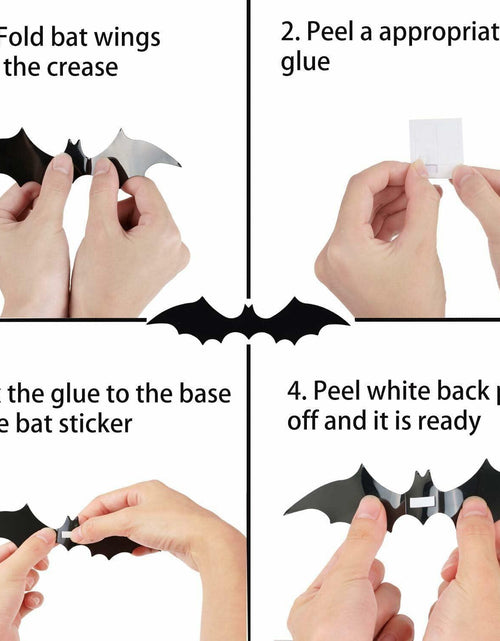 Load image into Gallery viewer, Finduat 81 Pcs Halloween Bat Wall Decor Black PVC 3D Stickers
