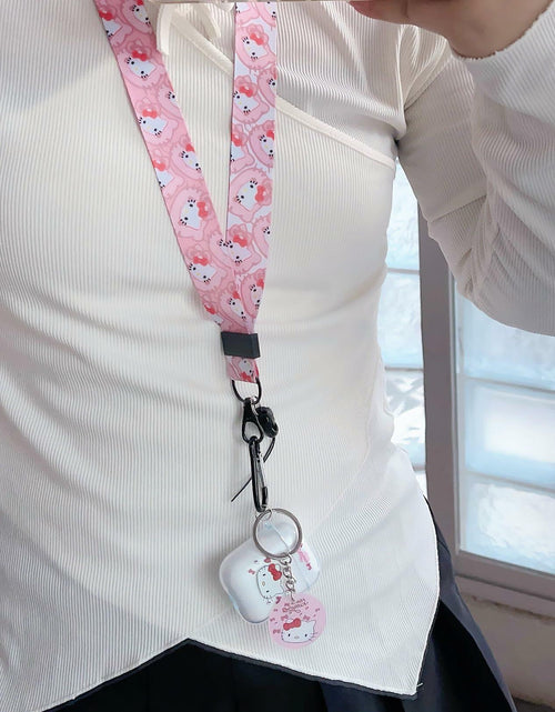Load image into Gallery viewer, LZHZXM Hello Cartoon Cat TPU Case with Pink Lanyard Keychain Transparent
