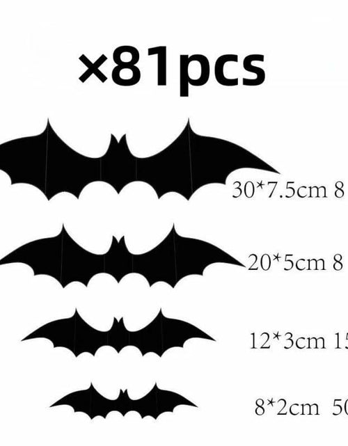 Load image into Gallery viewer, Finduat 81 Pcs Halloween Bat Wall Decor Black PVC 3D Stickers
