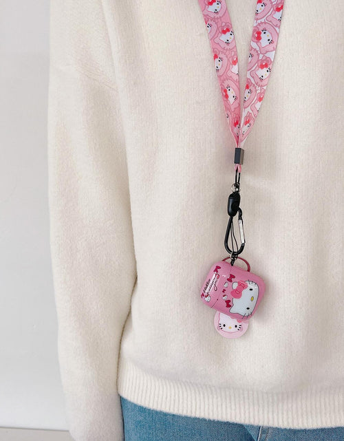 Load image into Gallery viewer, LZHZXM Cute Hello Cartoon Cat TPU Case with Pink Kawaii Lanyard Keychain
