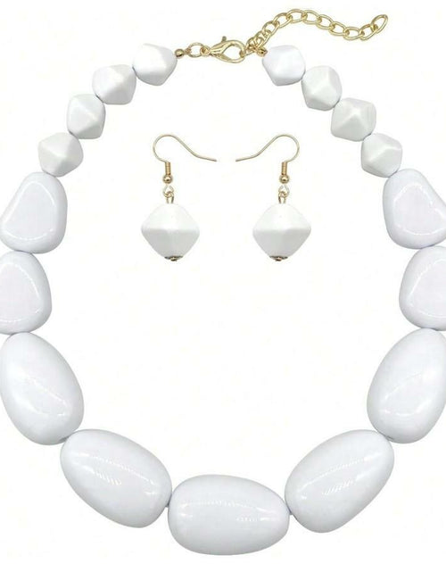Load image into Gallery viewer, JHWZAIY White Acrylic Beaded Necklace Chunky Statement 02 Set
