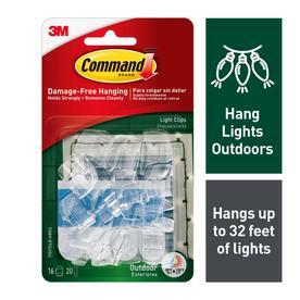Load image into Gallery viewer, Command Outdoor Light Clips Clear 16 Clips 20 Adhesive Strips
