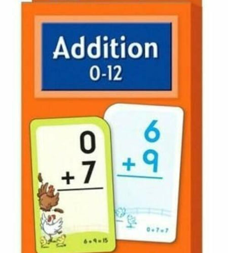 Addition Flash Cards 0 to 12, 54 Cards, Assorted Colors, Educational Math